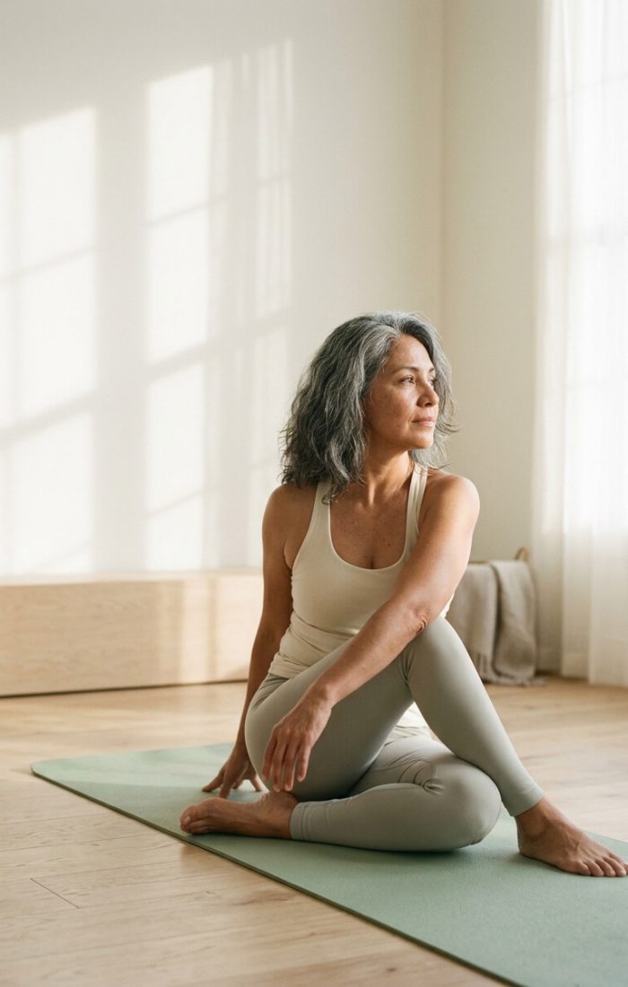 mujer haciendo yoga